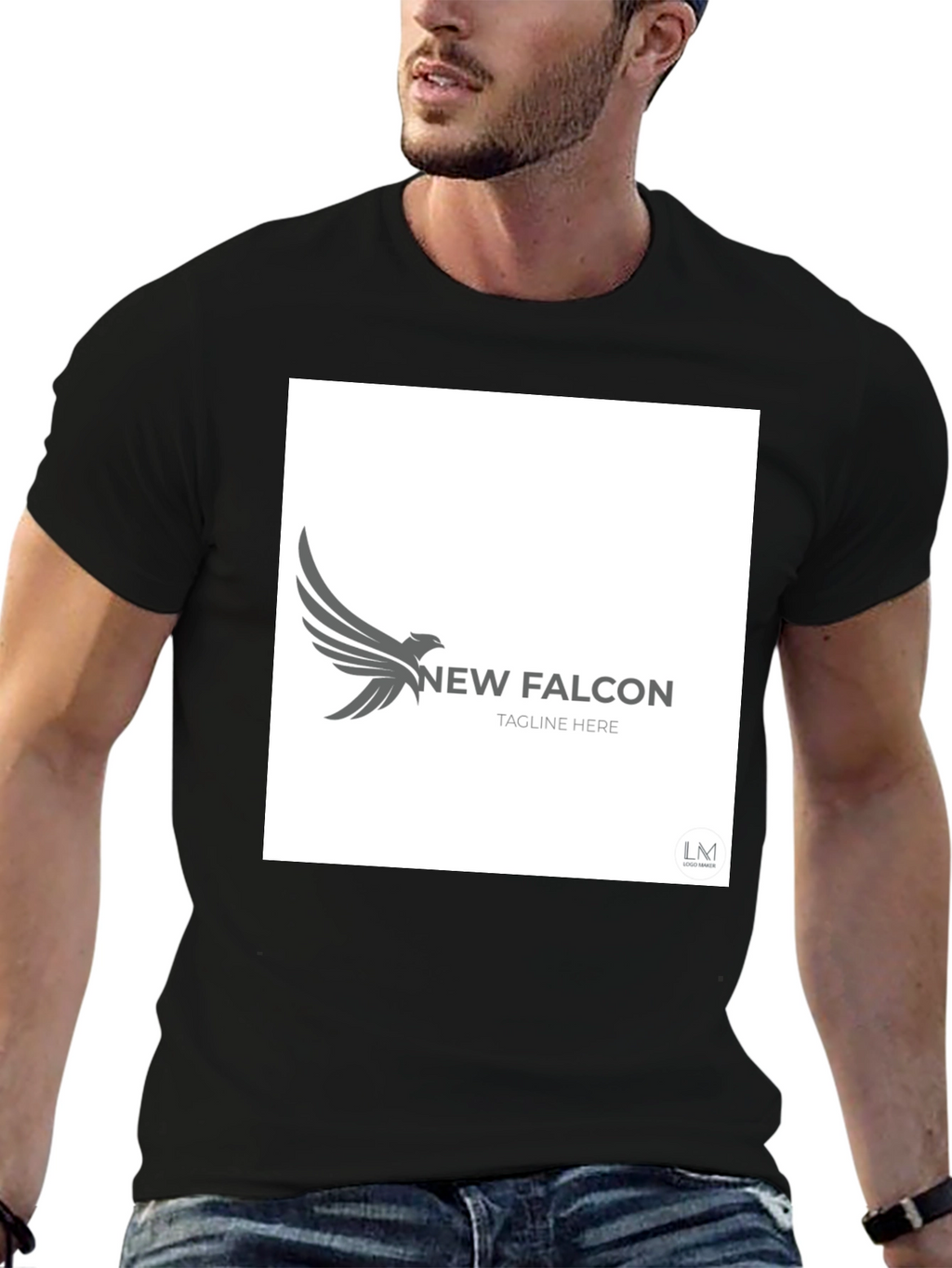 New Falcon Graphic Black T-Shirt