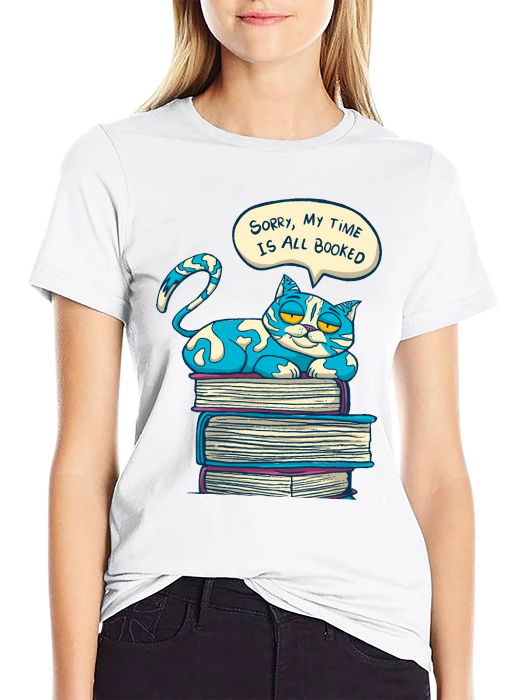 Booked Cat Graphic T-Shirt