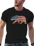 American Flag Bear Graphic T-Shirt