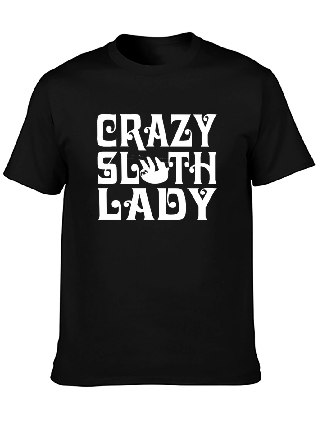 Crazy Sloth Lady T-Shirt - Black