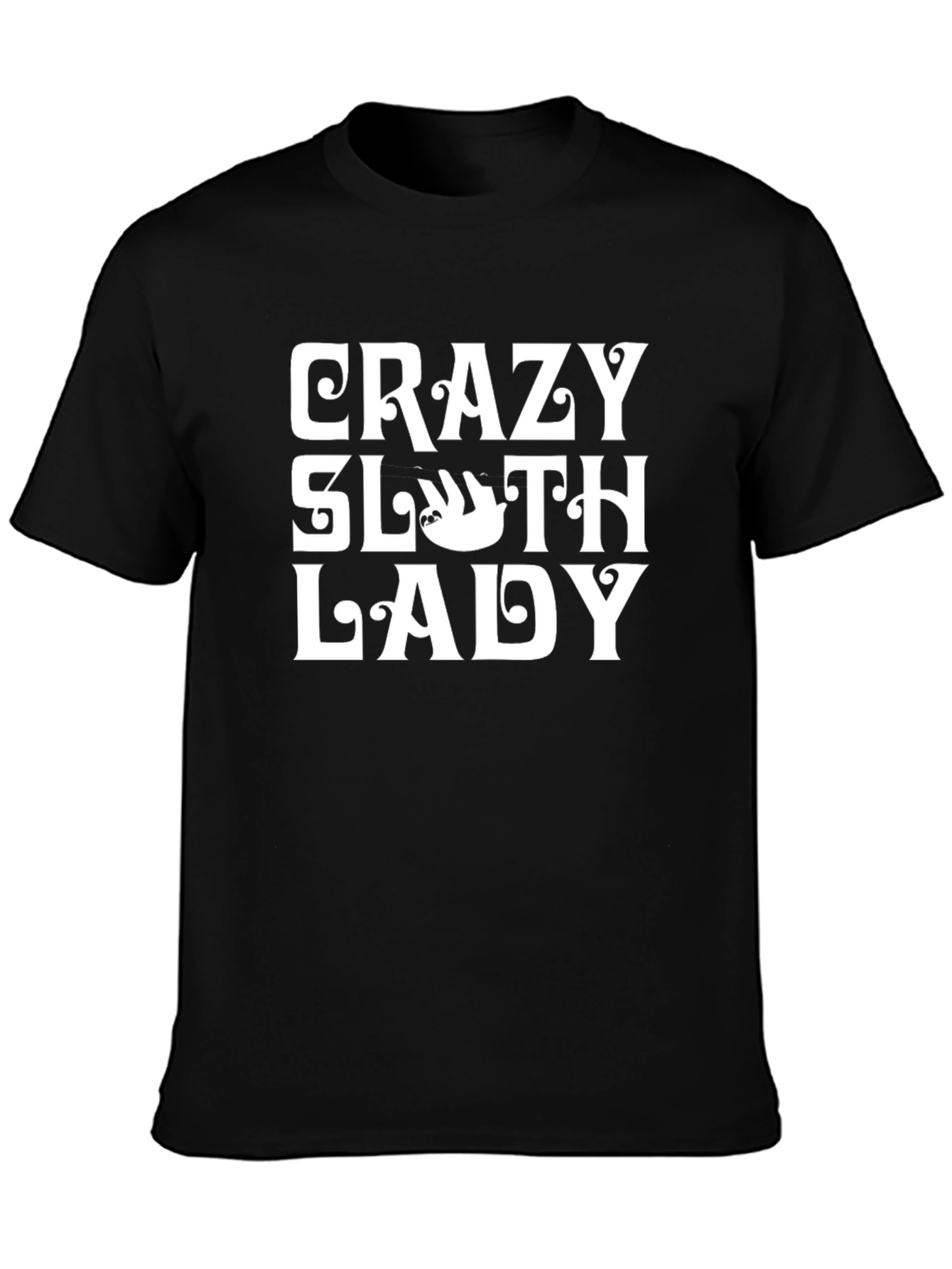Crazy Sloth Lady T-Shirt - Black