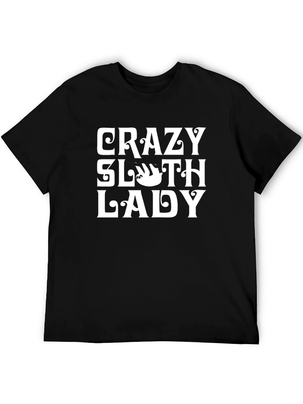 Crazy Sloth Lady T-Shirt - Black