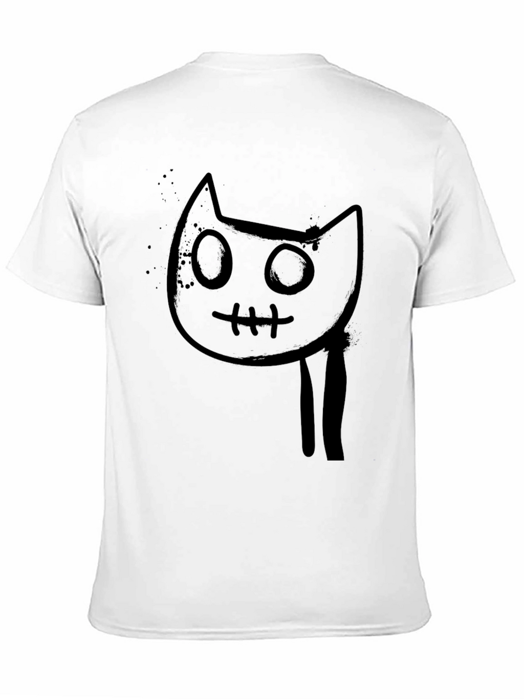 Mens Black Graphic Tee - Creepy Cat