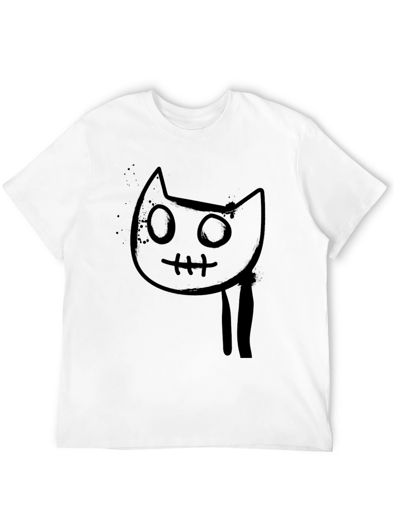 Mens Black Graphic Tee - Creepy Cat