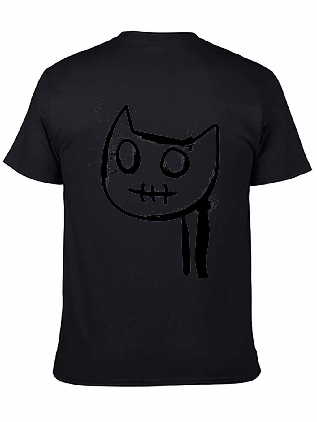 Mens Black Graphic Tee - Creepy Cat