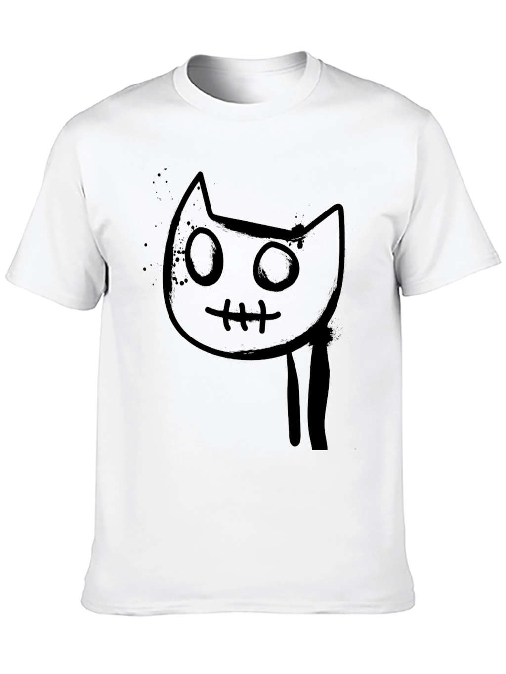 Mens Black Graphic Tee - Creepy Cat