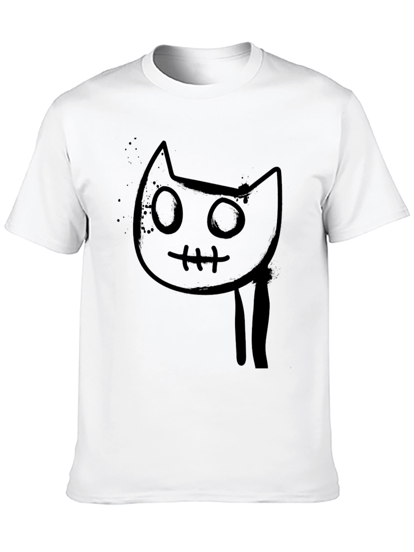 Mens Black Graphic Tee - Creepy Cat