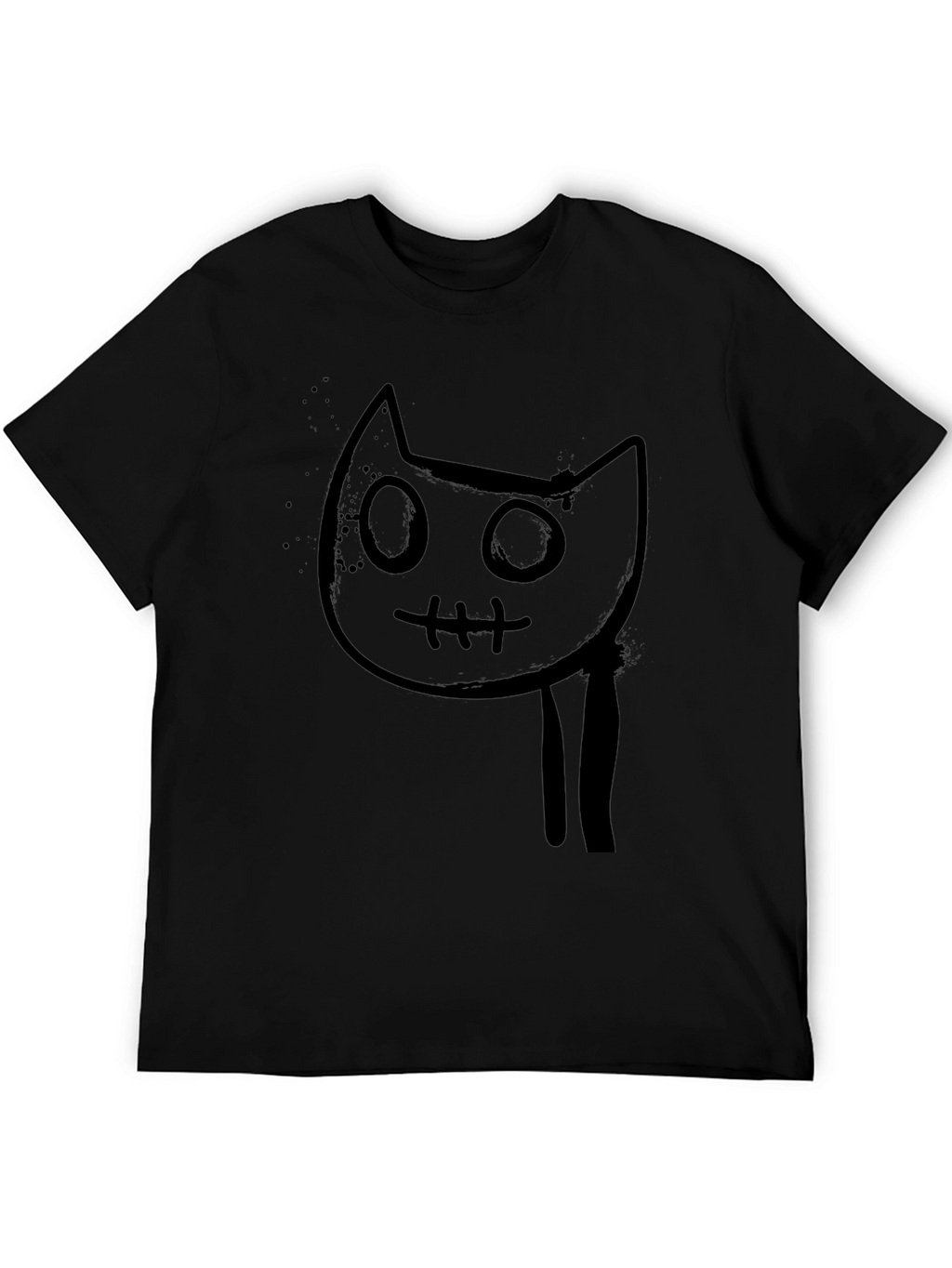 Mens Black Graphic Tee - Creepy Cat