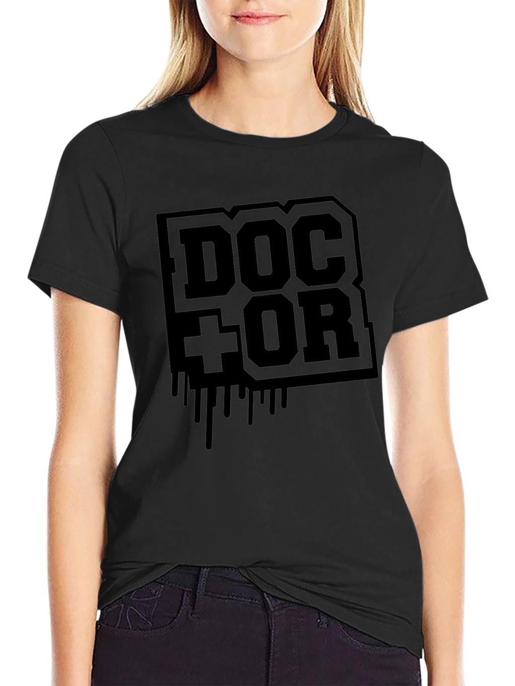 Doctor Graphic Print Black T-Shirt