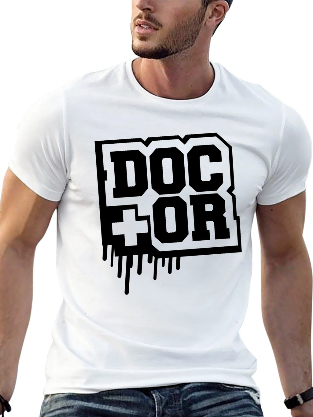 Doctor Graphic Print Black T-Shirt
