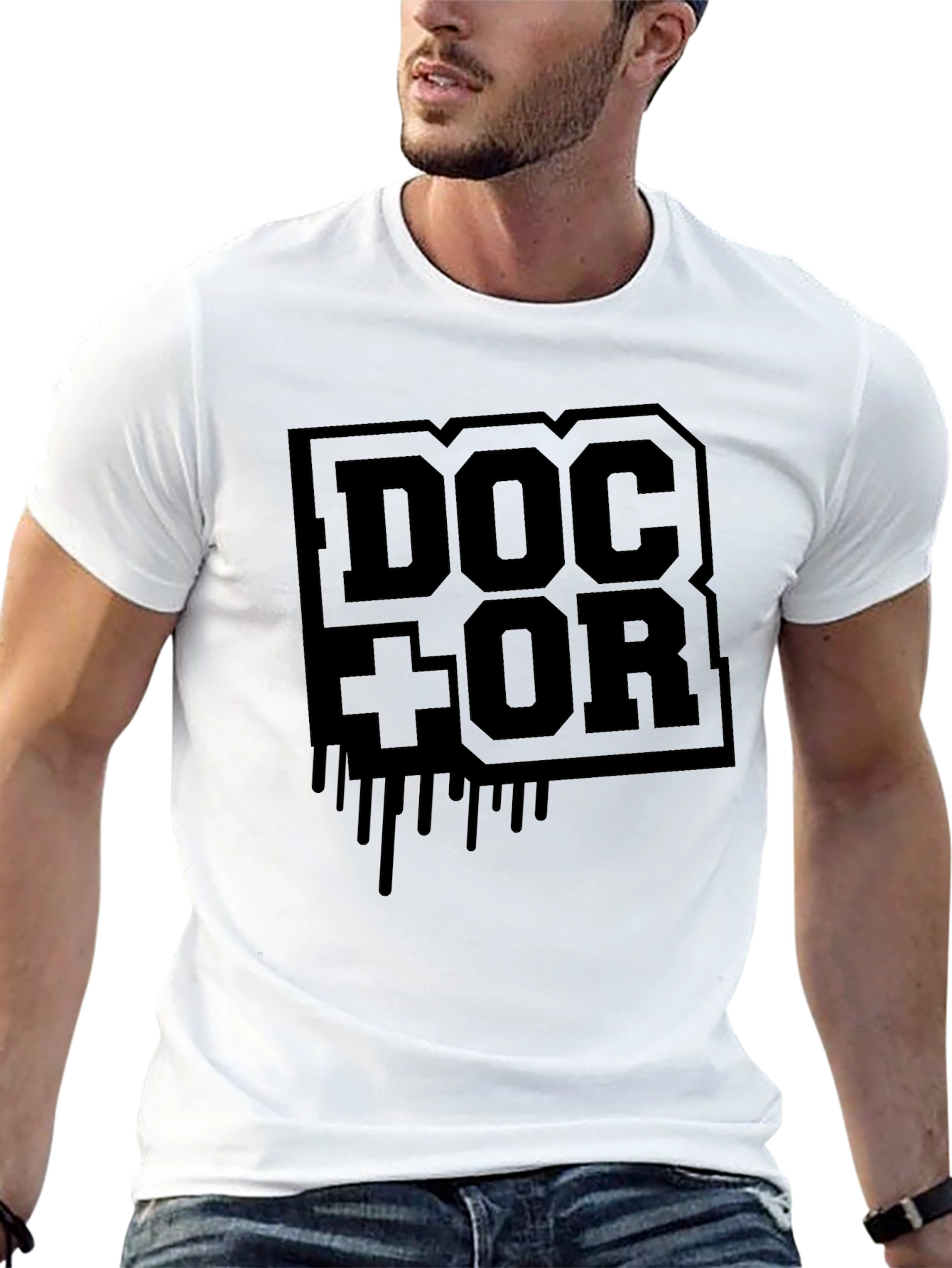 Doctor Graphic Print Black T-Shirt