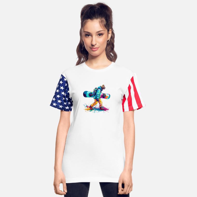Illustration of Snowboarder Walk Sideway colorful