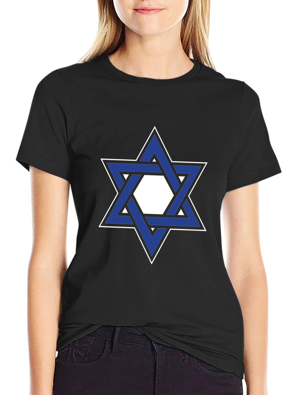 Star of David Graphic Tee - Black Cotton T-Shirt
