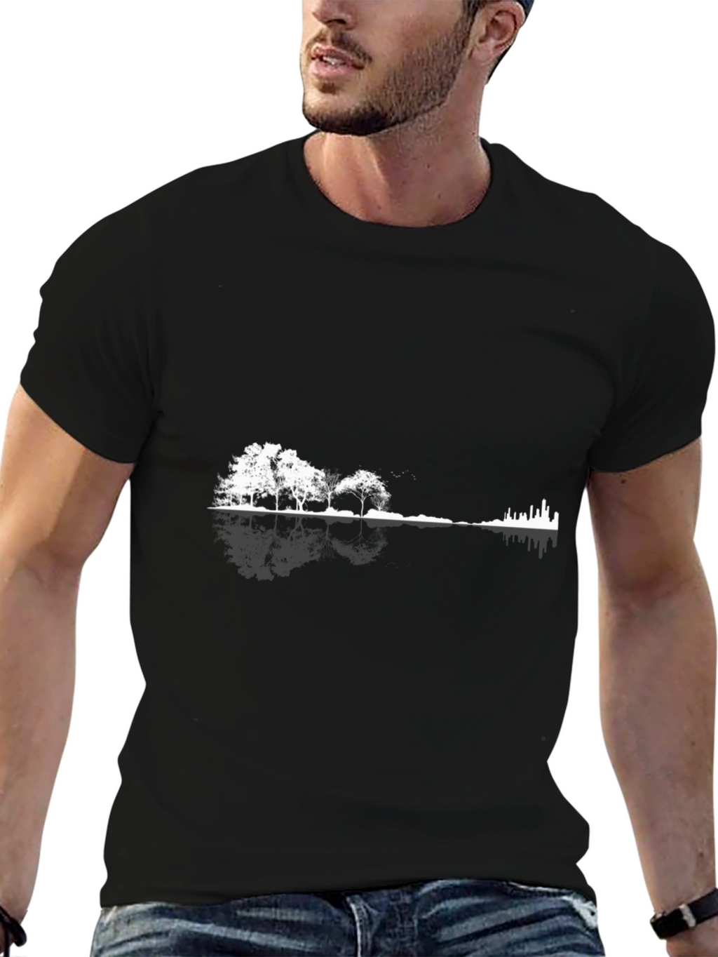 Nature Meets City Guitar T-Shirt