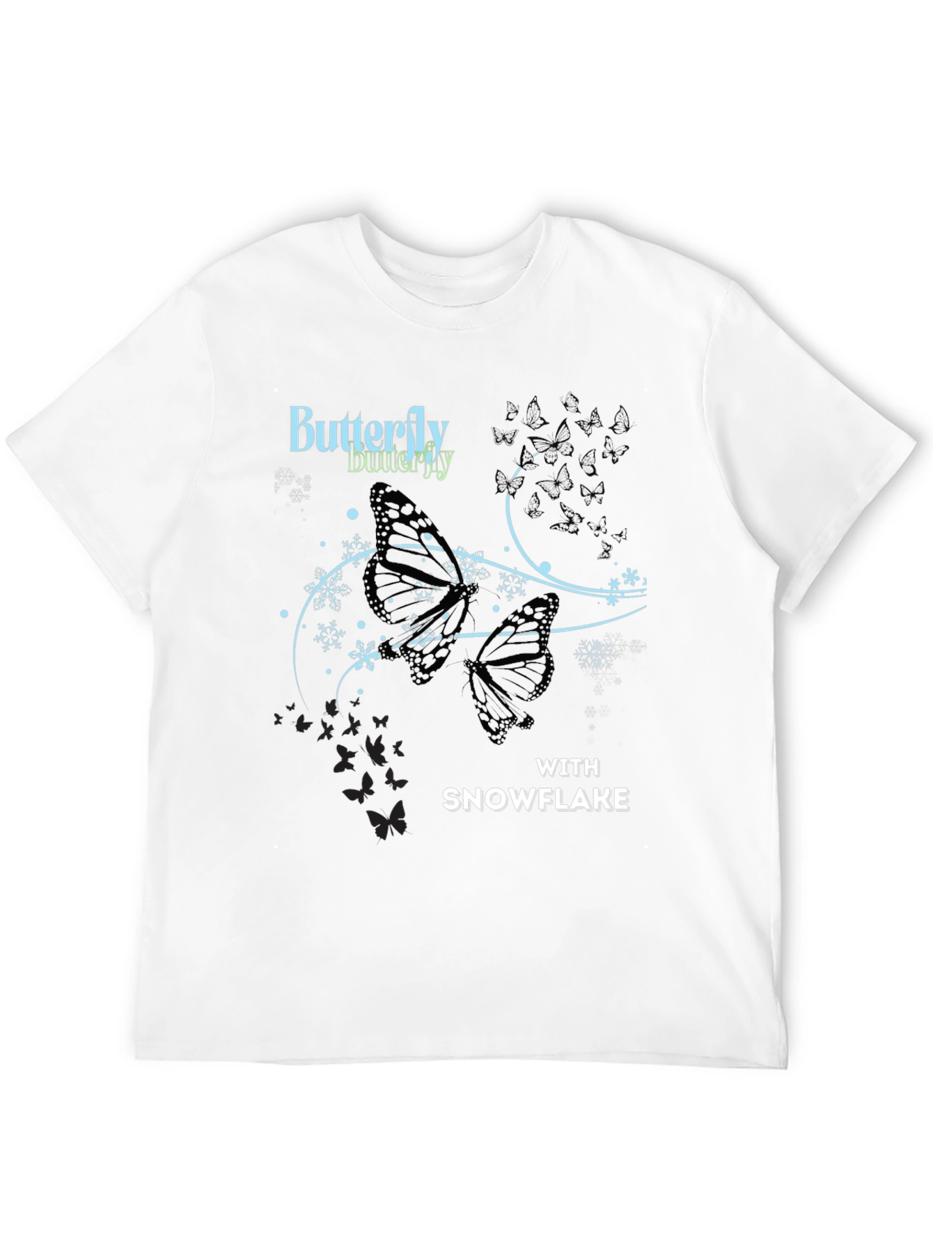 Butterfly Snowflake Graphic Tee - Stylish Black T-Shirt