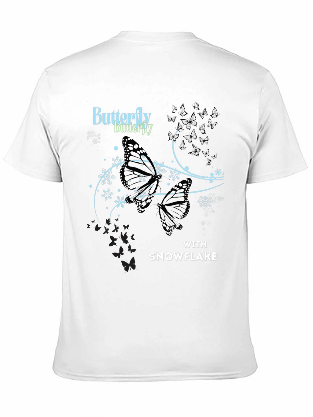 Butterfly Snowflake Graphic Tee - Stylish Black T-Shirt
