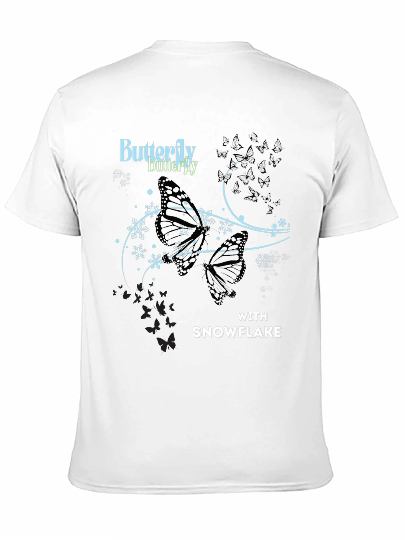 Butterfly Snowflake Graphic Tee - Stylish Black T-Shirt
