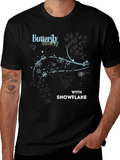 Butterfly Snowflake Graphic Tee - Stylish Black T-Shirt