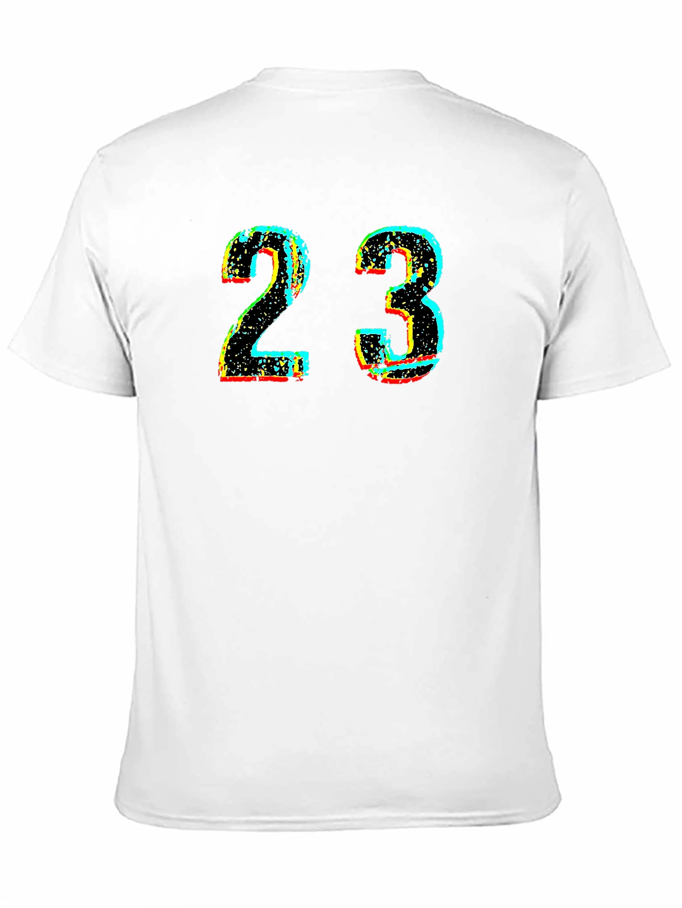 Mens Black T-Shirt with Distressed Number 23 Graphic