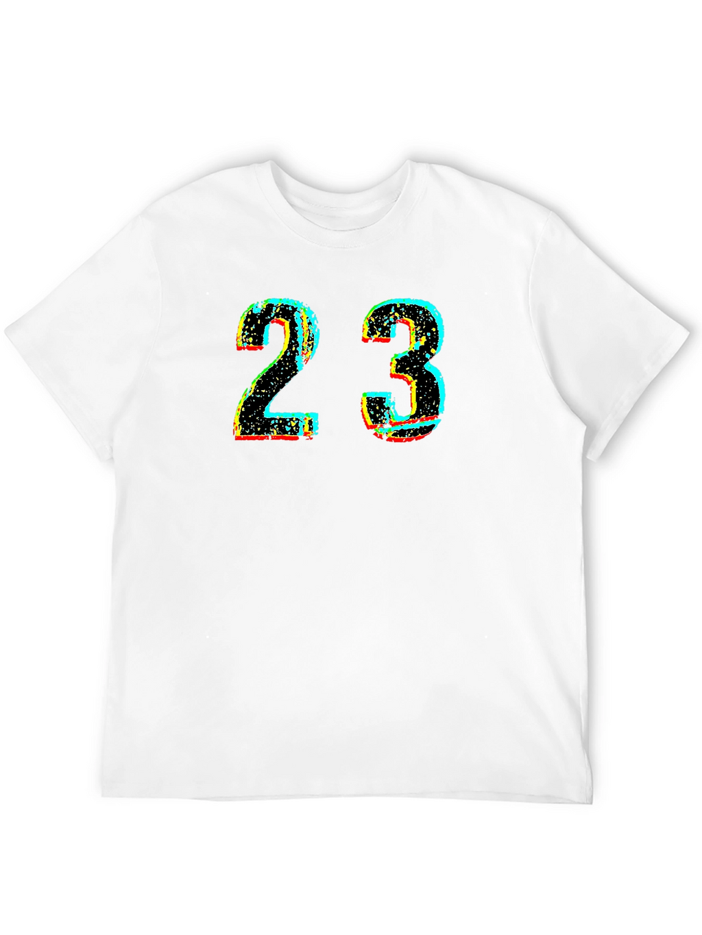 Mens Black T-Shirt with Distressed Number 23 Graphic