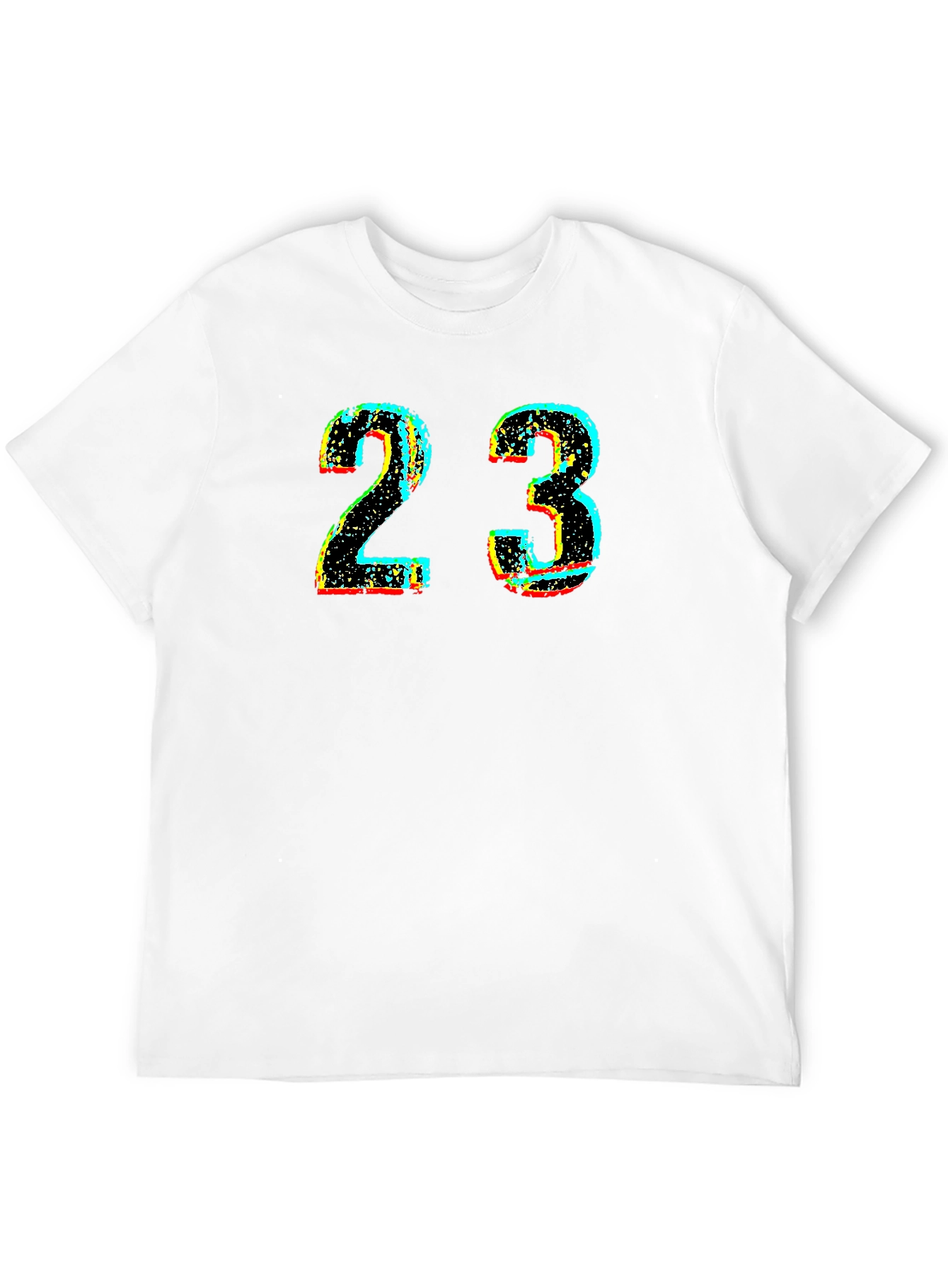 Mens Black T-Shirt with Distressed Number 23 Graphic
