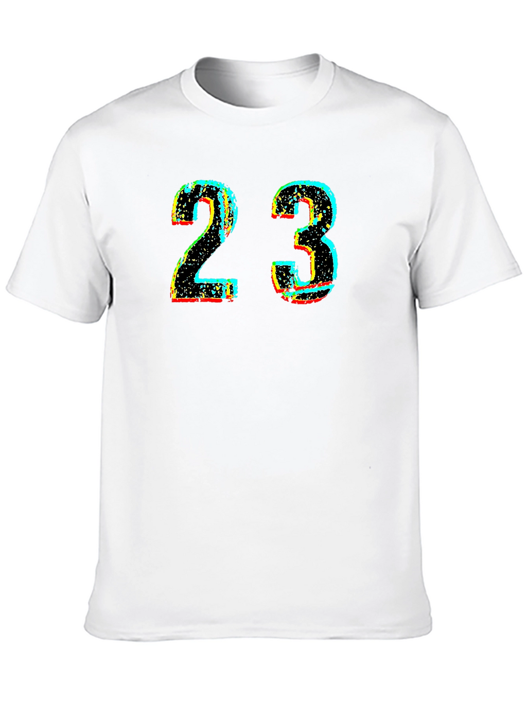 Mens Black T-Shirt with Distressed Number 23 Graphic