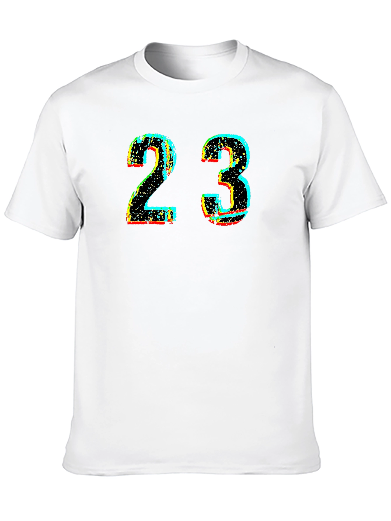 Mens Black T-Shirt with Distressed Number 23 Graphic