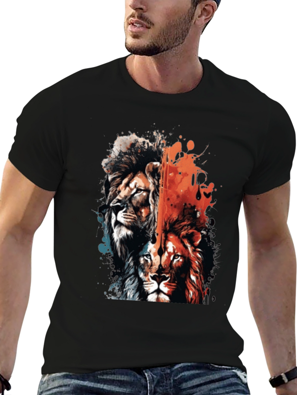 Lion Duo Graphic Tee - Bold Statement Shirt