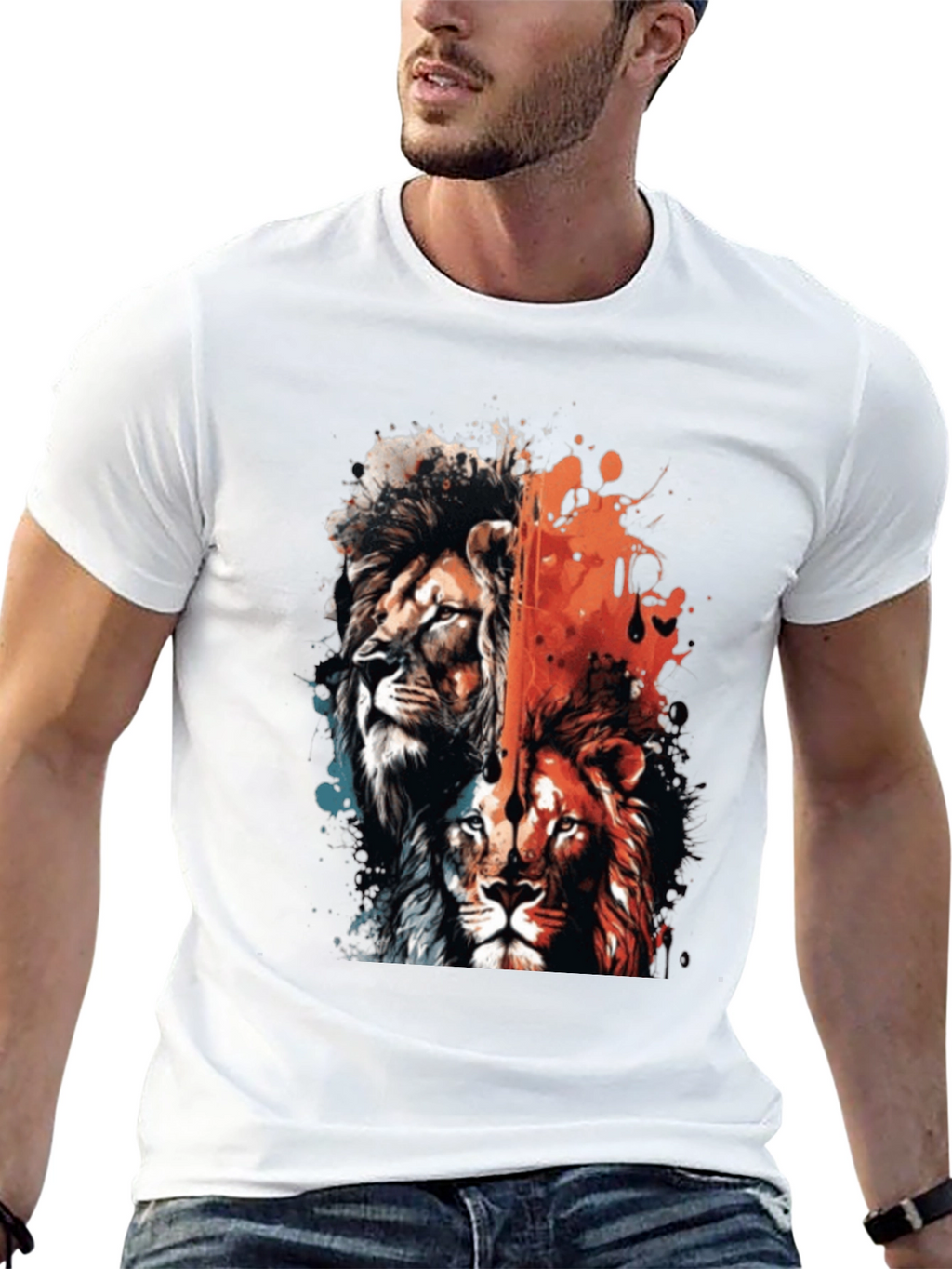 Lion Duo Graphic Tee - Bold Statement Shirt