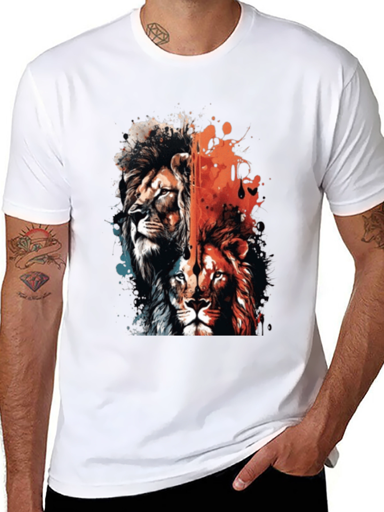 Lion Duo Graphic Tee - Bold Statement Shirt