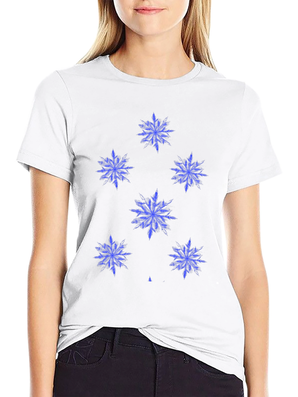 Snowflake Print Black T-Shirt