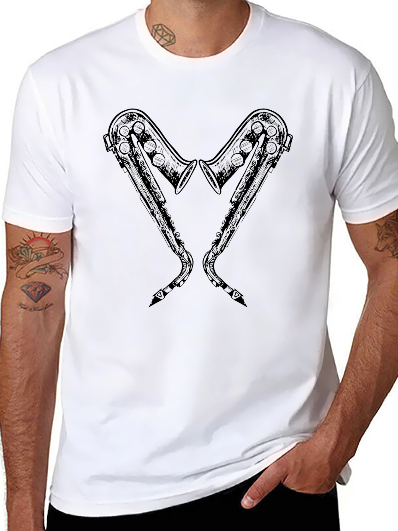 Saxophone Heart T-Shirt - Music Lover Tee