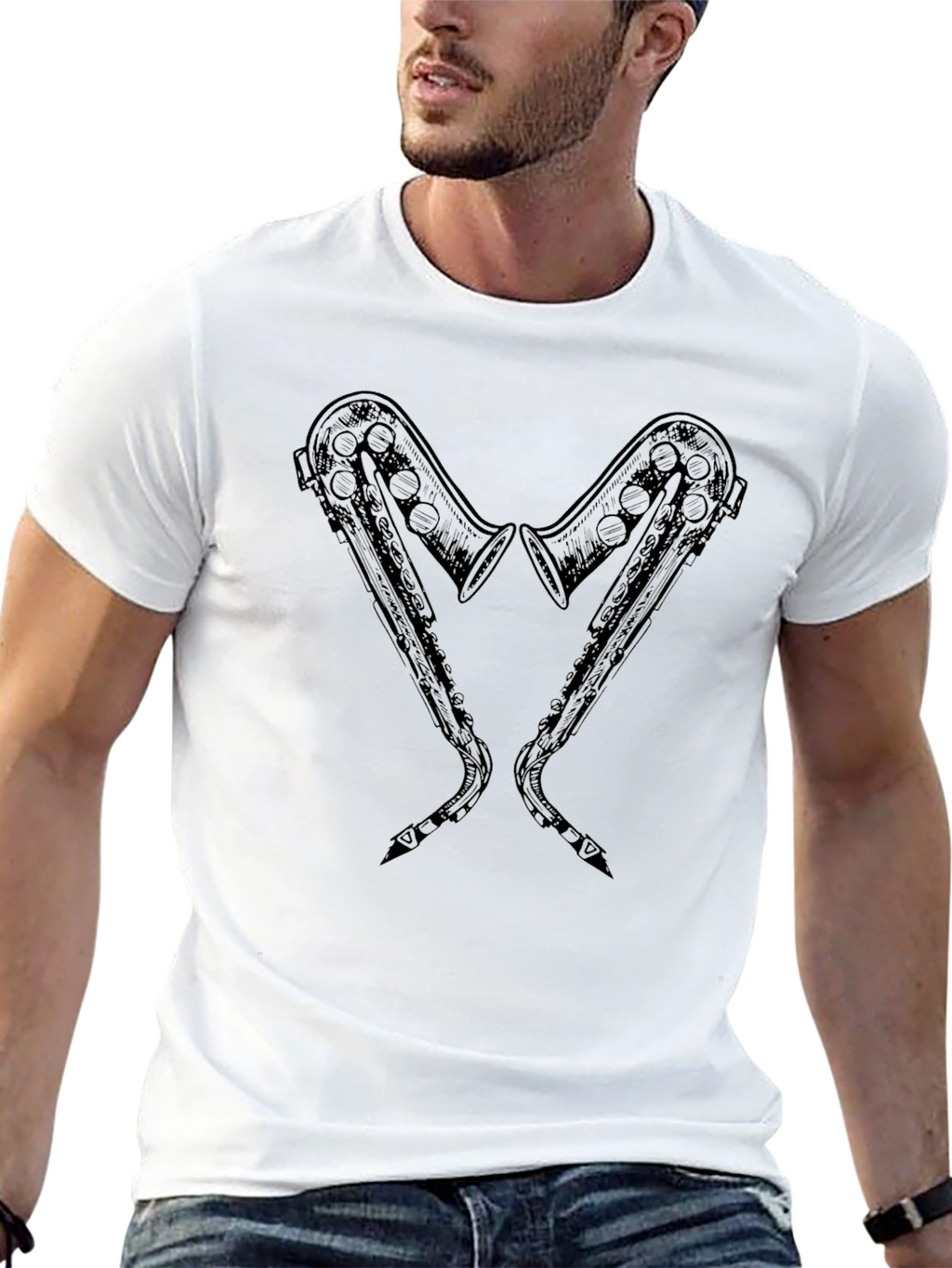 Saxophone Heart T-Shirt - Music Lover Tee