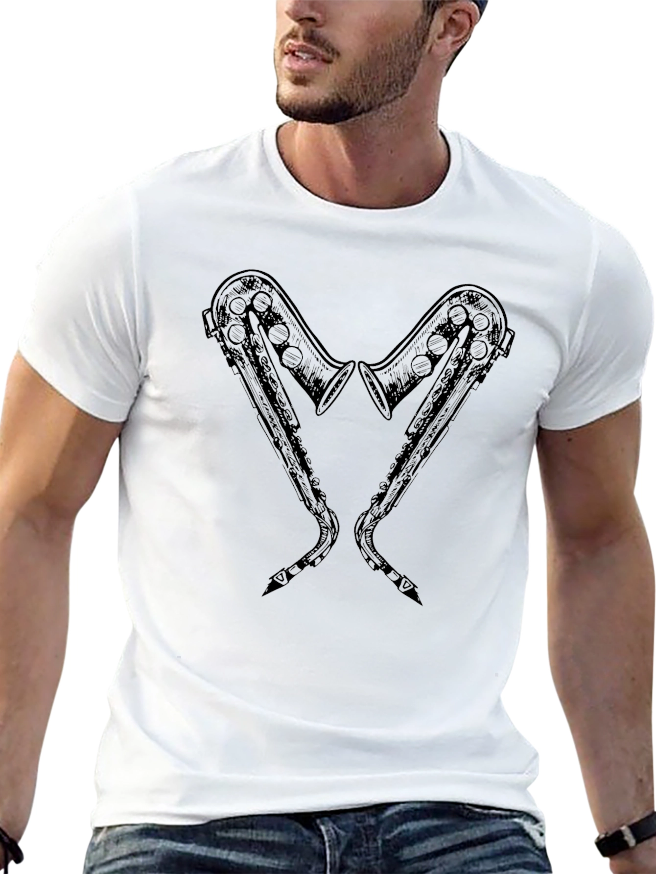 Saxophone Heart T-Shirt - Music Lover Tee
