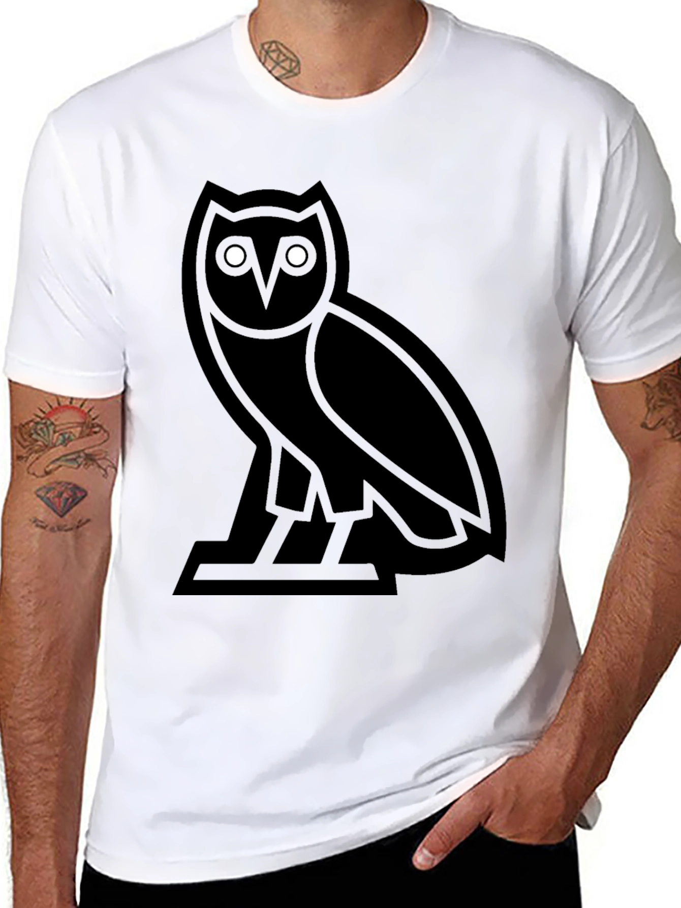 Black Owl Graphic Tee - Mens Casual Shirt