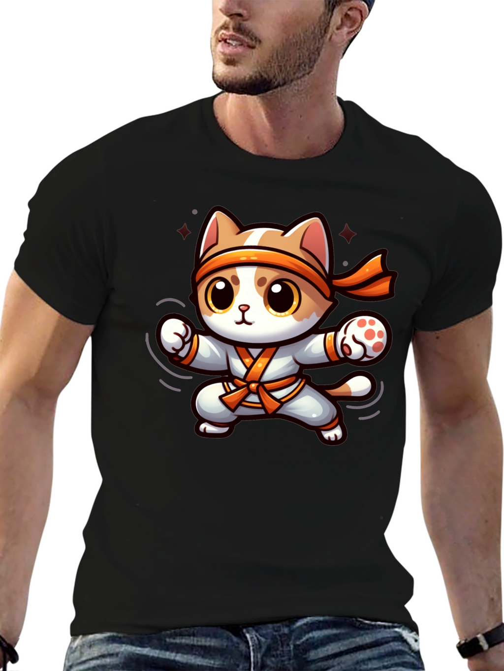 Karate Cat T-Shirt - Black