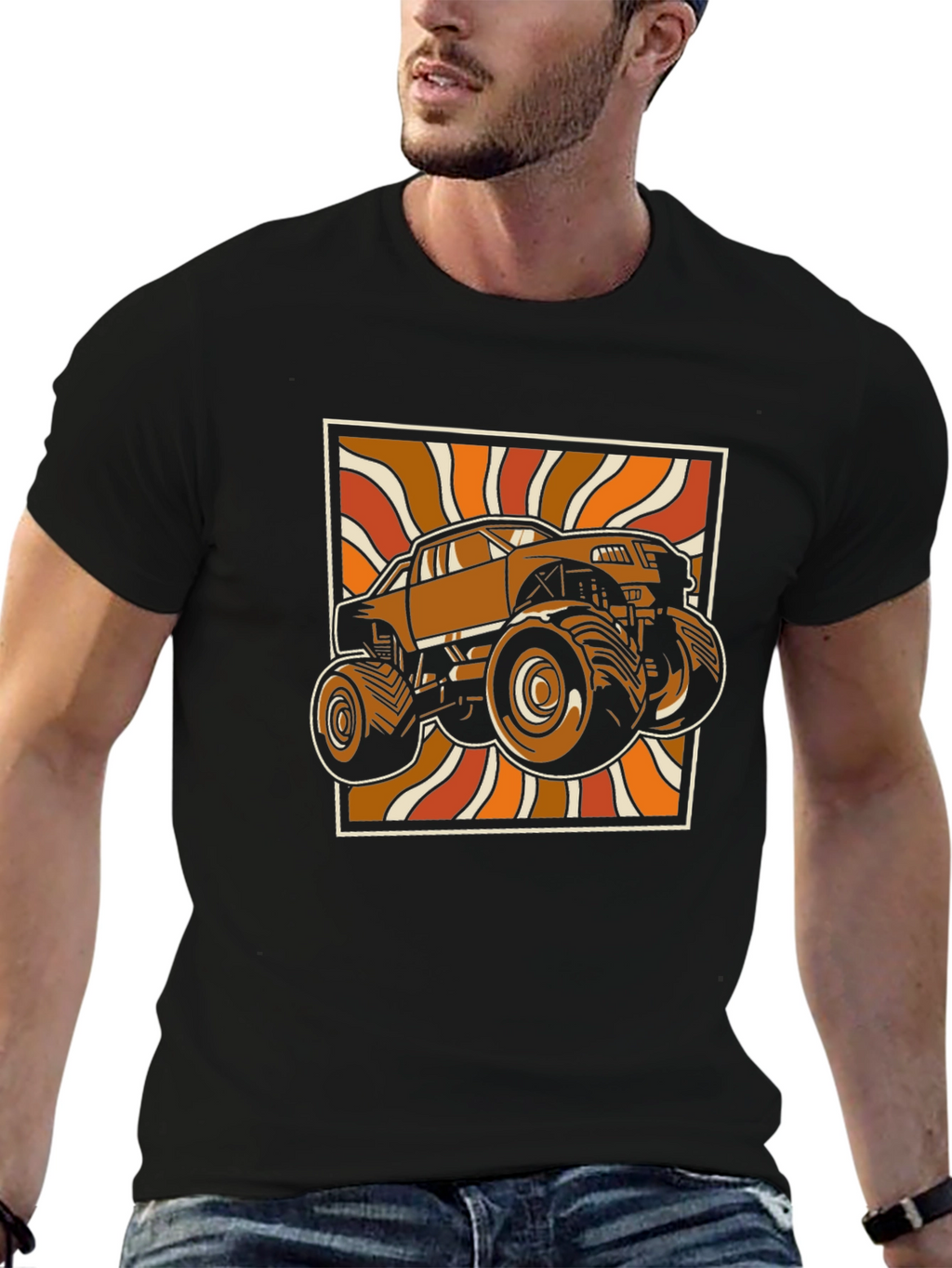 Retro Monster Truck Graphic Tee - Black