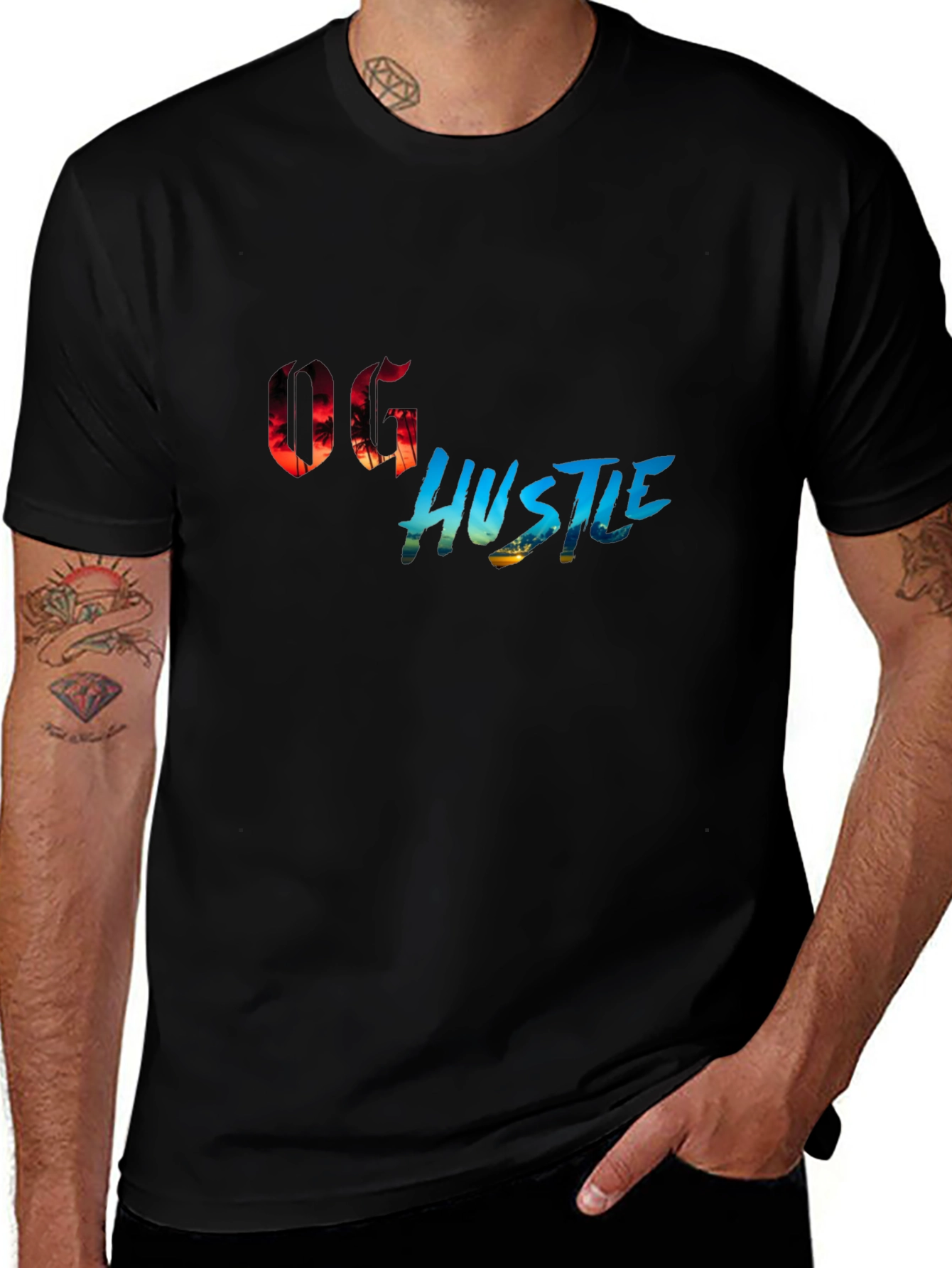 OG Hustle Graphic Print Black T-Shirt