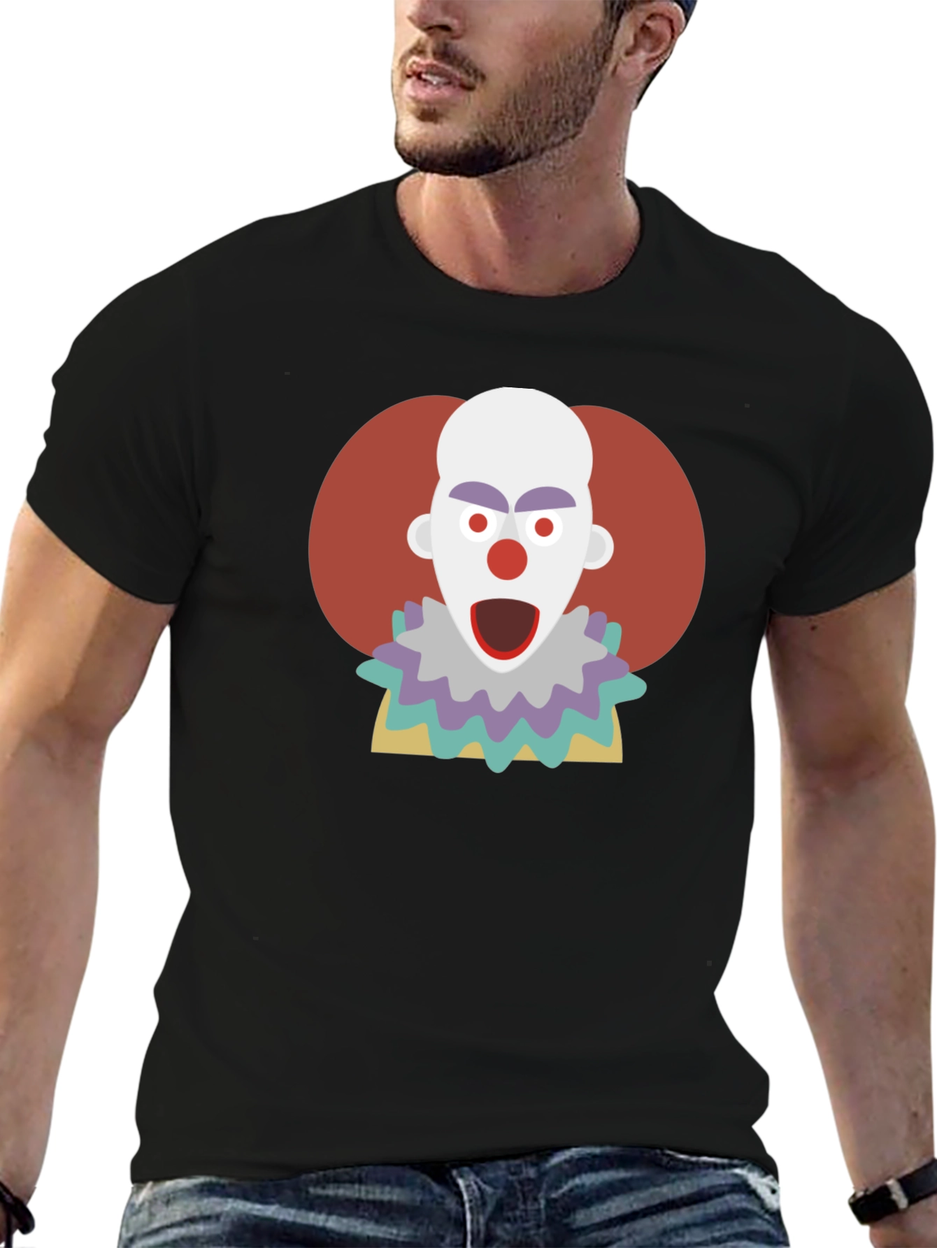Clown Graphic T-Shirt - Mens Crew Neck Tee