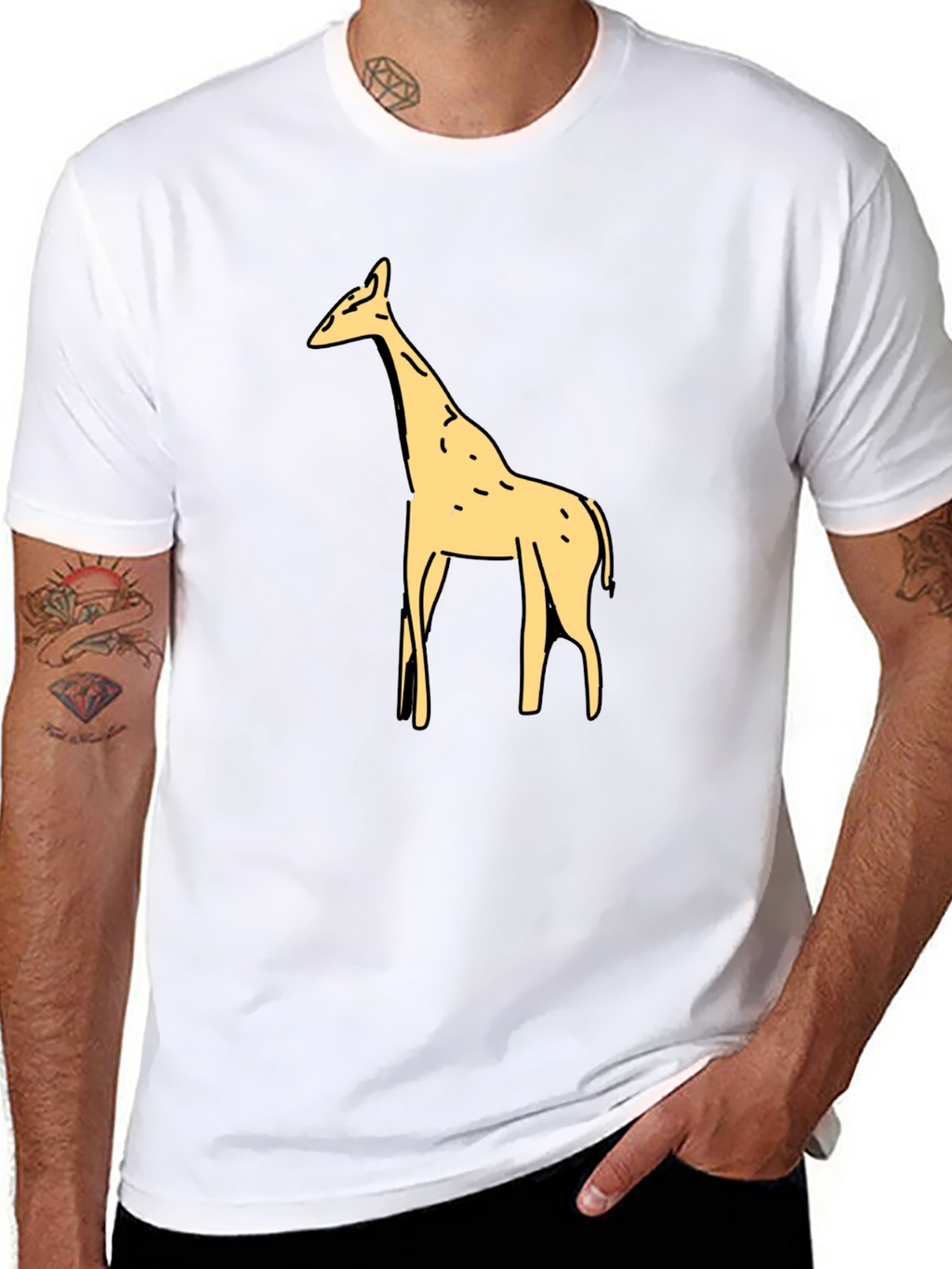 Giraffe Graphic Tee - Black Cotton T-Shirt