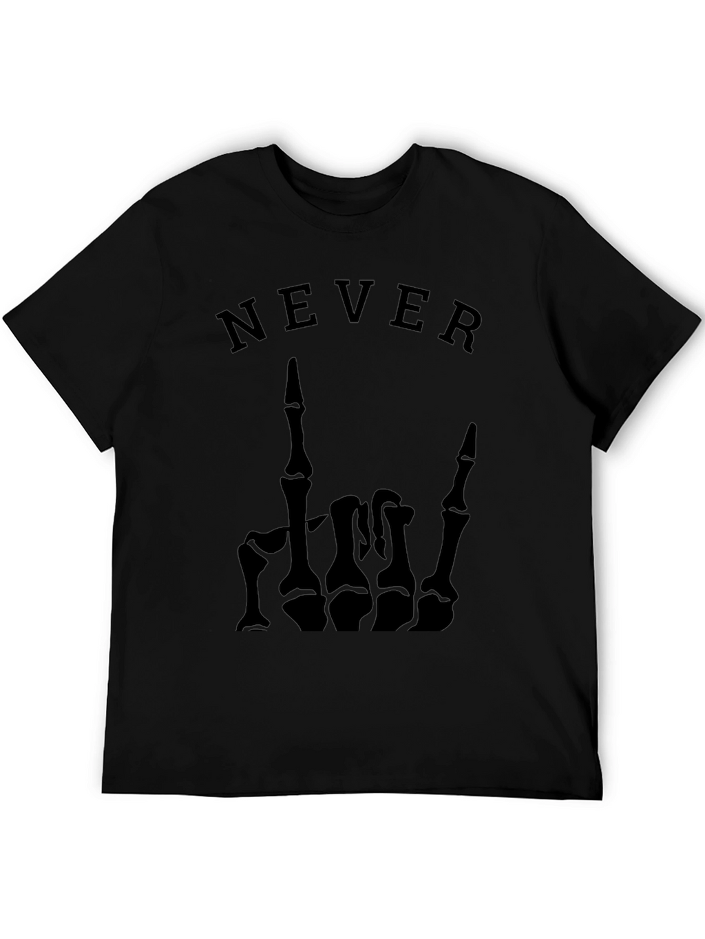 Never Skeleton Hand Graphic Tee - Black T-Shirt