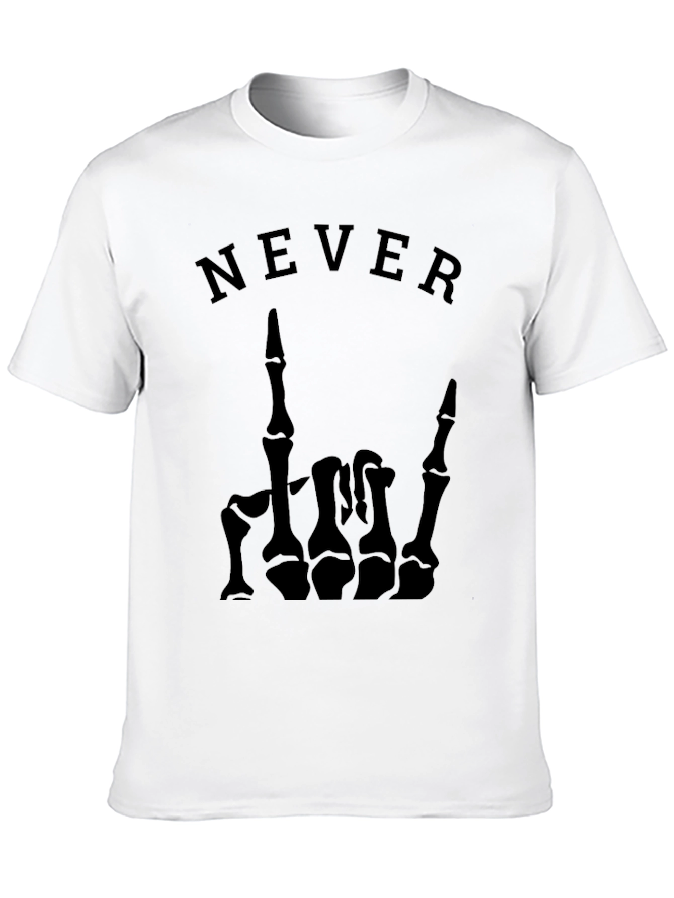 Never Skeleton Hand Graphic Tee - Black T-Shirt