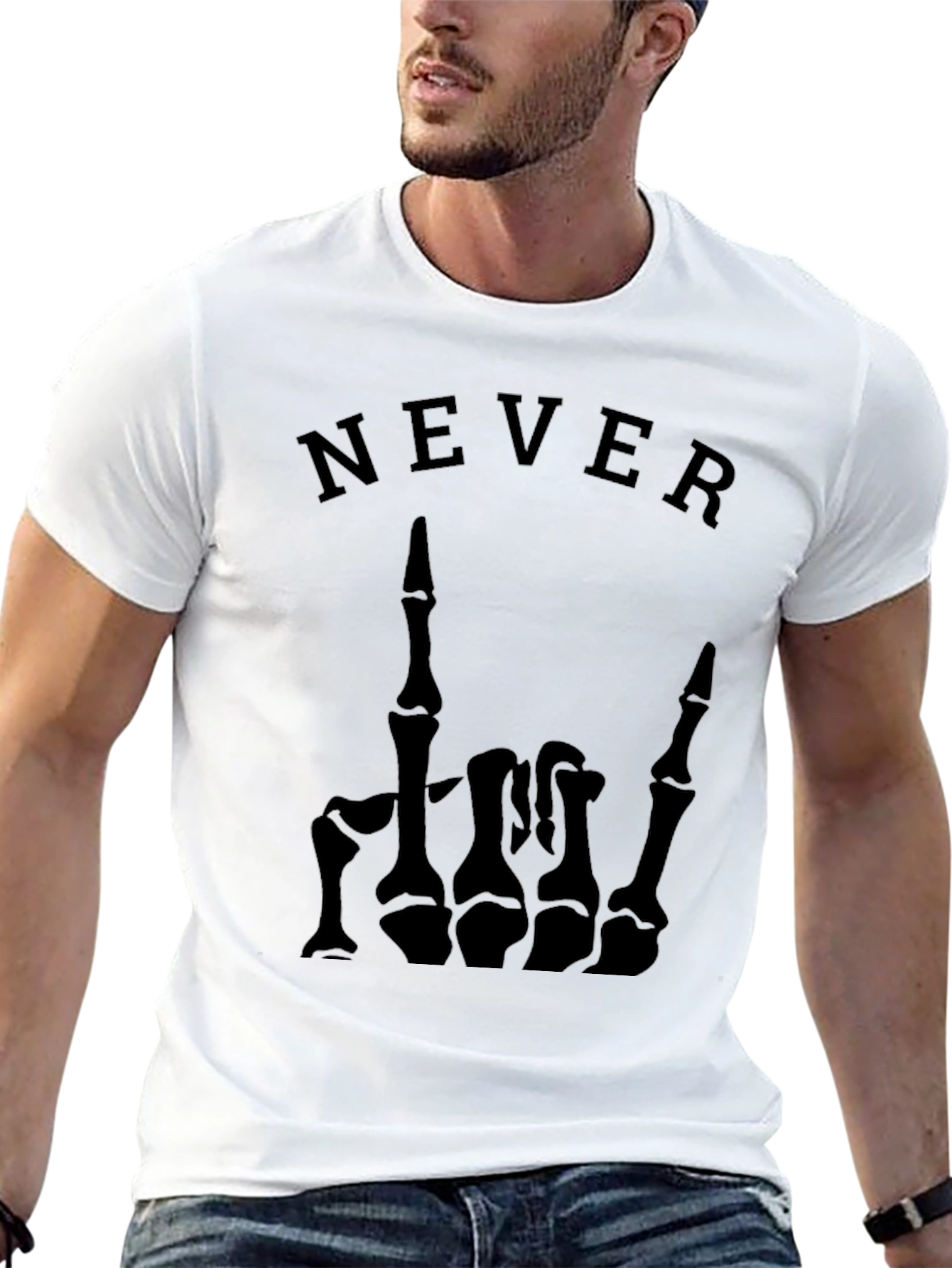 Never Skeleton Hand Graphic Tee - Black T-Shirt
