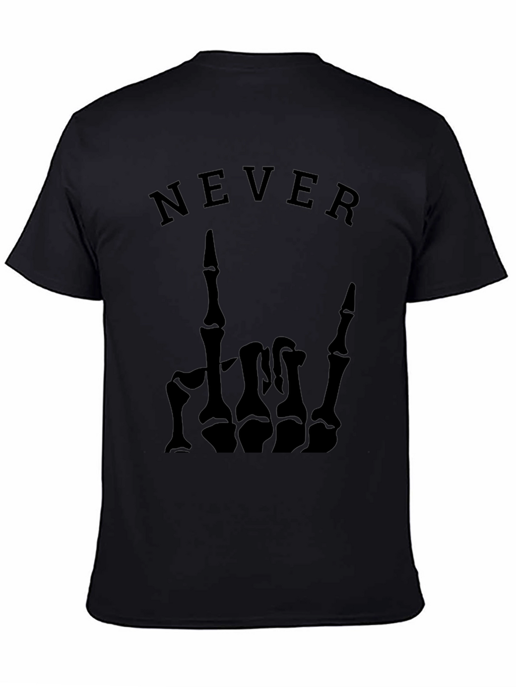 Never Skeleton Hand Graphic Tee - Black T-Shirt