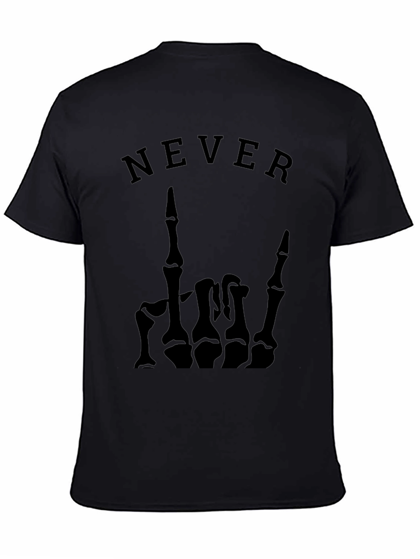 Never Skeleton Hand Graphic Tee - Black T-Shirt