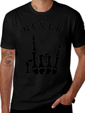 Never Skeleton Hand Graphic Tee - Black T-Shirt