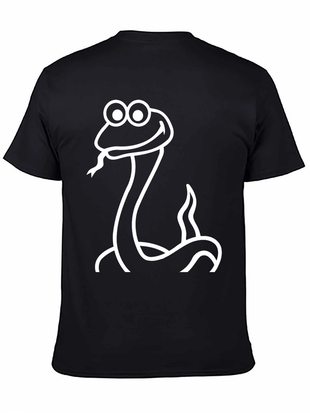 Cartoon Snake Graphic Tee - Black Cotton