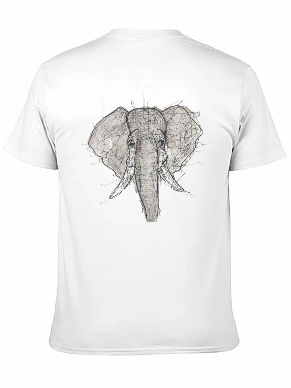 Elephant Sketch Graphic Tee - Black Cotton T-Shirt
