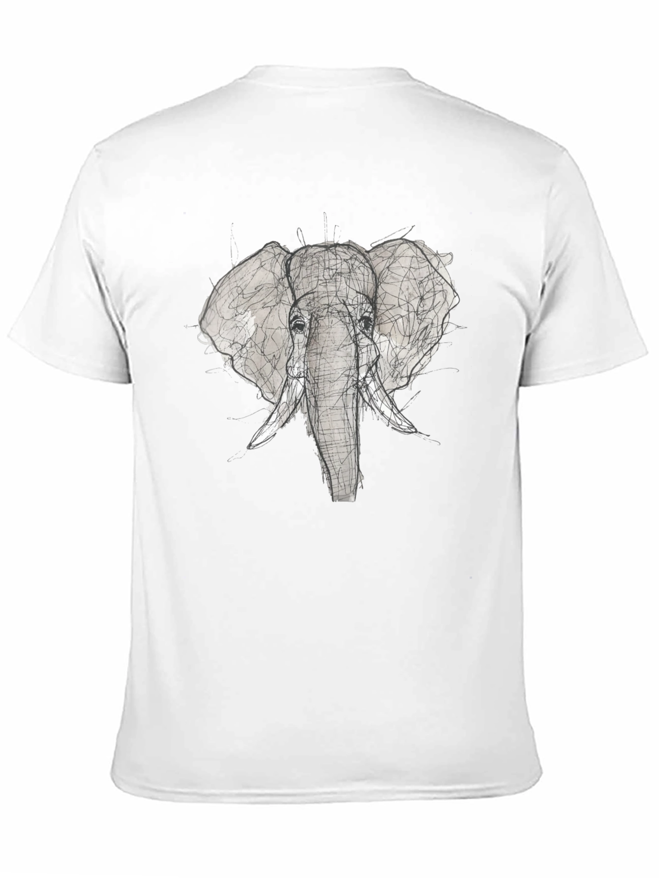Elephant Sketch Graphic Tee - Black Cotton T-Shirt