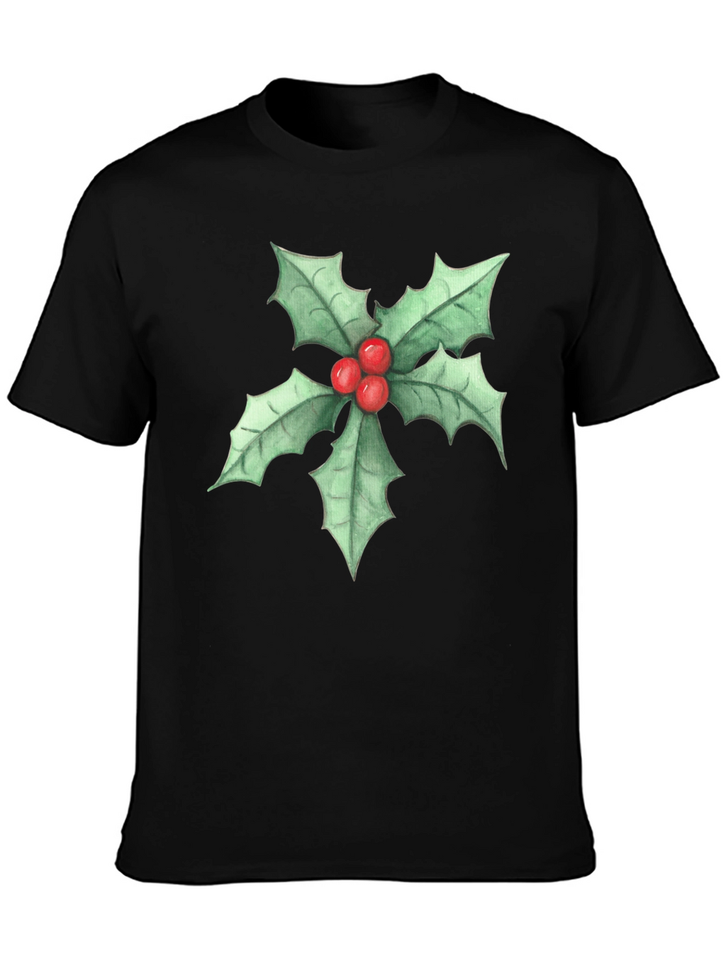 Holly Berry Graphic Black T-Shirt